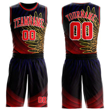 Laden Sie das Bild in den Galerie-Viewer, Custom Black Red Yellow Blue-White Wing Gradient Boho Style Round Neck Sublimation Basketball Uniform Jersey