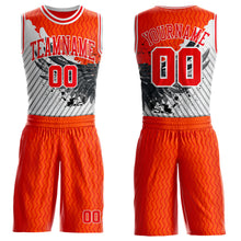 Laden Sie das Bild in den Galerie-Viewer, Custom Orange Fire Red Gray-White Wing Splash Ink Wave Boho Style Round Neck Sublimation Basketball Uniform Jersey