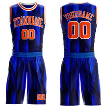Laden Sie das Bild in den Galerie-Viewer, Custom Blue Orange-White Feather Boho Style Round Neck Sublimation Basketball Uniform Jersey