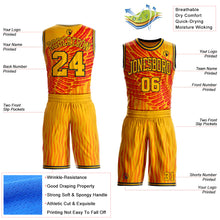 Laden Sie das Bild in den Galerie-Viewer, Custom Gold Red-Black Fire Wing Boho Style Round Neck Sublimation Basketball Uniform Jersey