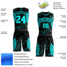 Laden Sie das Bild in den Galerie-Viewer, Custom Black-Blue Graffiti Wing Boho Style Round Neck Sublimation Basketball Uniform Jersey