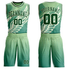 Загрузить изображение в средство просмотра галереи, Custom Green Yellow-Cream Feather Wing Boho Style Round Neck Sublimation Basketball Uniform Jersey