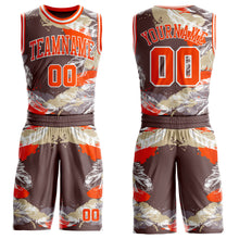 Laden Sie das Bild in den Galerie-Viewer, Custom Gray Orange-White Feather Wing Boho Style Round Neck Sublimation Basketball Uniform Jersey