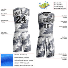 Load image into Gallery viewer, Custom White Black-Gray Feather Wing Boho Style Round Neck Sublimation Basketball Uniform Jersey