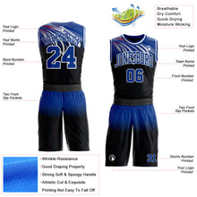 Загрузить изображение в средство просмотра галереи, Custom Black Royal-White Wing Gradient Boho Style Round Neck Sublimation Basketball Uniform Jersey