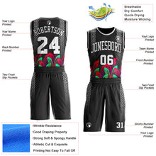 Charger l'image dans la galerie, Custom Black White Red-Green Feather Geometric Boho Style Round Neck Sublimation Basketball Uniform Jersey