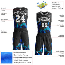 Laden Sie das Bild in den Galerie-Viewer, Custom Black-White Geometric Triangle Wing Boho Style Round Neck Sublimation Basketball Uniform Jersey