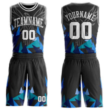 Laden Sie das Bild in den Galerie-Viewer, Custom Black-White Geometric Triangle Wing Boho Style Round Neck Sublimation Basketball Uniform Jersey