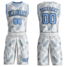Charger l'image dans la galerie, Custom White Light Blue-Black Feather Boho Style Round Neck Sublimation Basketball Uniform Jersey