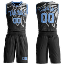Загрузить изображение в средство просмотра галереи, Custom Black Light Blue-Gray Wing Boho Style Round Neck Sublimation Basketball Uniform Jersey