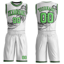 Charger l'image dans la galerie, Custom White Pea Green-Black Feather Boho Style Round Neck Sublimation Basketball Uniform Jersey