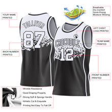 Load image into Gallery viewer, Custom White-Black Shattered Geometric Side Panel Stripe Round Neck Sublimation Basketball Set Jersey