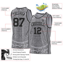 Laden Sie das Bild in den Galerie-Viewer, Custom Gray-Black Tribal Ethnic Aztec Sun Stone Side Panel Stripe Round Neck Sublimation Basketball Set Jersey