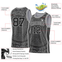 Laden Sie das Bild in den Galerie-Viewer, Custom Black-White Tribal Ethnic Aztec Sun Stone Side Panel Stripe Round Neck Sublimation Basketball Set Jersey