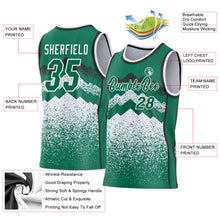 Laden Sie das Bild in den Galerie-Viewer, Custom Kelly Green White-Black Mountain Peak Shards Side Panel Stripe Round Neck Sublimation Basketball Set Jersey