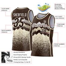Load image into Gallery viewer, Custom Brown Cream-White Mountain Peak Shards Side Panel Stripe Round Neck Sublimation Basketball Set Jersey