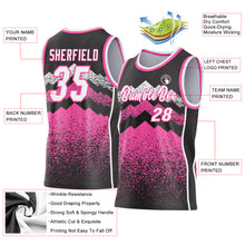 Load image into Gallery viewer, Custom Black White-Pink Mountain Peak Shards Side Panel Stripe Round Neck Sublimation Basketball Set Jersey