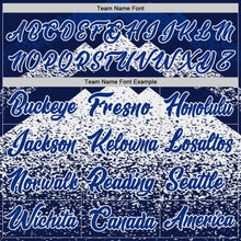 Load image into Gallery viewer, Custom Navy Royal-White Mountain Peak Shards Side Panel Stripe Round Neck Sublimation Basketball Set Jersey