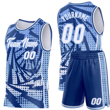 Load image into Gallery viewer, Custom Light Blue White-Royal Lightning Gradient Dot Side Panel Stripe Round Neck Sublimation Basketball Set Jersey