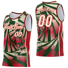 Laden Sie das Bild in den Galerie-Viewer, Custom Green Cream-Red Lightning Gradient Dot Side Panel Stripe Round Neck Sublimation Basketball Set Jersey