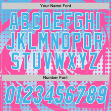 Load image into Gallery viewer, Custom Pink Sky Blue-White Lightning Gradient Dot Side Panel Stripe Round Neck Sublimation Basketball Set Jersey