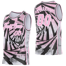 Laden Sie das Bild in den Galerie-Viewer, Custom Light Pink Black-White Lightning Gradient Dot Side Panel Stripe Round Neck Sublimation Basketball Set Jersey