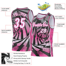 Load image into Gallery viewer, Custom Black White-Pink Lightning Gradient Dot Side Panel Stripe Round Neck Sublimation Basketball Set Jersey