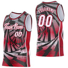 Load image into Gallery viewer, Custom Black White-Red Lightning Gradient Dot Side Panel Stripe Round Neck Sublimation Basketball Set Jersey