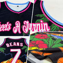 Загрузить изображение в средство просмотра галереи, Custom Black White Pink-Light Blue 3D Pattern Tropical Beach Hawaii Palm Trees Authentic Basketball Jersey