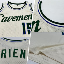 Laden Sie das Bild in den Galerie-Viewer, Custom Cream Hunter Green-Royal Authentic Throwback Basketball Jersey