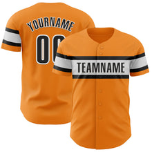 Load image into Gallery viewer, Custom Bay Orange Black-White Authentic Baseball Jersey
