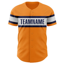 Load image into Gallery viewer, Custom Bay Orange Navy-White Authentic Baseball Jersey
