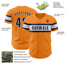Load image into Gallery viewer, Custom Bay Orange Navy-White Authentic Baseball Jersey