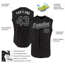 Загрузить изображение в средство просмотра галереи, Custom Black White Pinstripe White Authentic Sleeveless Baseball Jersey
