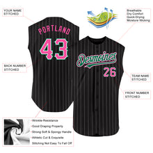 Загрузить изображение в средство просмотра галереи, Custom Black White Pinstripe Pink-Kelly Green Authentic Sleeveless Baseball Jersey