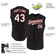 Load image into Gallery viewer, Custom Black White Pinstripe Red Authentic Sleeveless Baseball Jersey