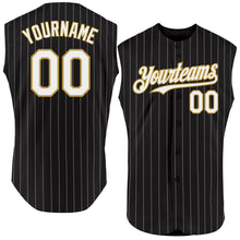 Загрузить изображение в средство просмотра галереи, Custom Black White Pinstripe Old Gold Authentic Sleeveless Baseball Jersey
