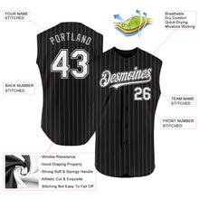 Загрузить изображение в средство просмотра галереи, Custom Black White Pinstripe Gray Authentic Sleeveless Baseball Jersey