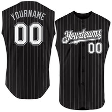 Загрузить изображение в средство просмотра галереи, Custom Black White Pinstripe Gray Authentic Sleeveless Baseball Jersey