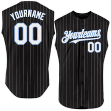 Загрузить изображение в средство просмотра галереи, Custom Black White Pinstripe Light Blue Authentic Sleeveless Baseball Jersey