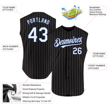 Laden Sie das Bild in den Galerie-Viewer, Custom Black White Pinstripe Royal Authentic Sleeveless Baseball Jersey