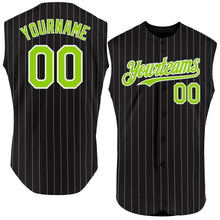 Charger l'image dans la galerie, Custom Black White Pinstripe Neon Green Authentic Sleeveless Baseball Jersey