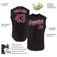 Загрузить изображение в средство просмотра галереи, Custom Black White Pinstripe Crimson Authentic Sleeveless Baseball Jersey