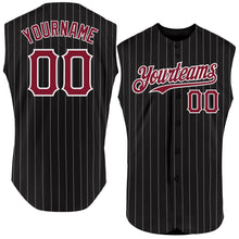 Загрузить изображение в средство просмотра галереи, Custom Black White Pinstripe Crimson Authentic Sleeveless Baseball Jersey