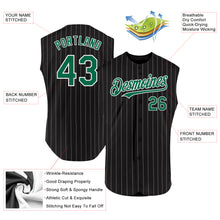 Charger l'image dans la galerie, Custom Black White Pinstripe Kelly Green Authentic Sleeveless Baseball Jersey
