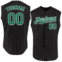 Charger l'image dans la galerie, Custom Black White Pinstripe Kelly Green Authentic Sleeveless Baseball Jersey