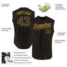 Загрузить изображение в средство просмотра галереи, Custom Black Gold Pinstripe Gold Authentic Sleeveless Baseball Jersey