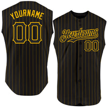 Загрузить изображение в средство просмотра галереи, Custom Black Gold Pinstripe Gold Authentic Sleeveless Baseball Jersey