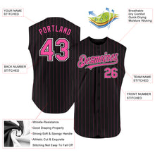 Загрузить изображение в средство просмотра галереи, Custom Black Pink Pinstripe White Authentic Sleeveless Baseball Jersey