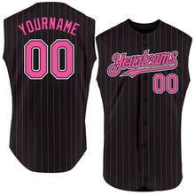 Загрузить изображение в средство просмотра галереи, Custom Black Pink Pinstripe White Authentic Sleeveless Baseball Jersey